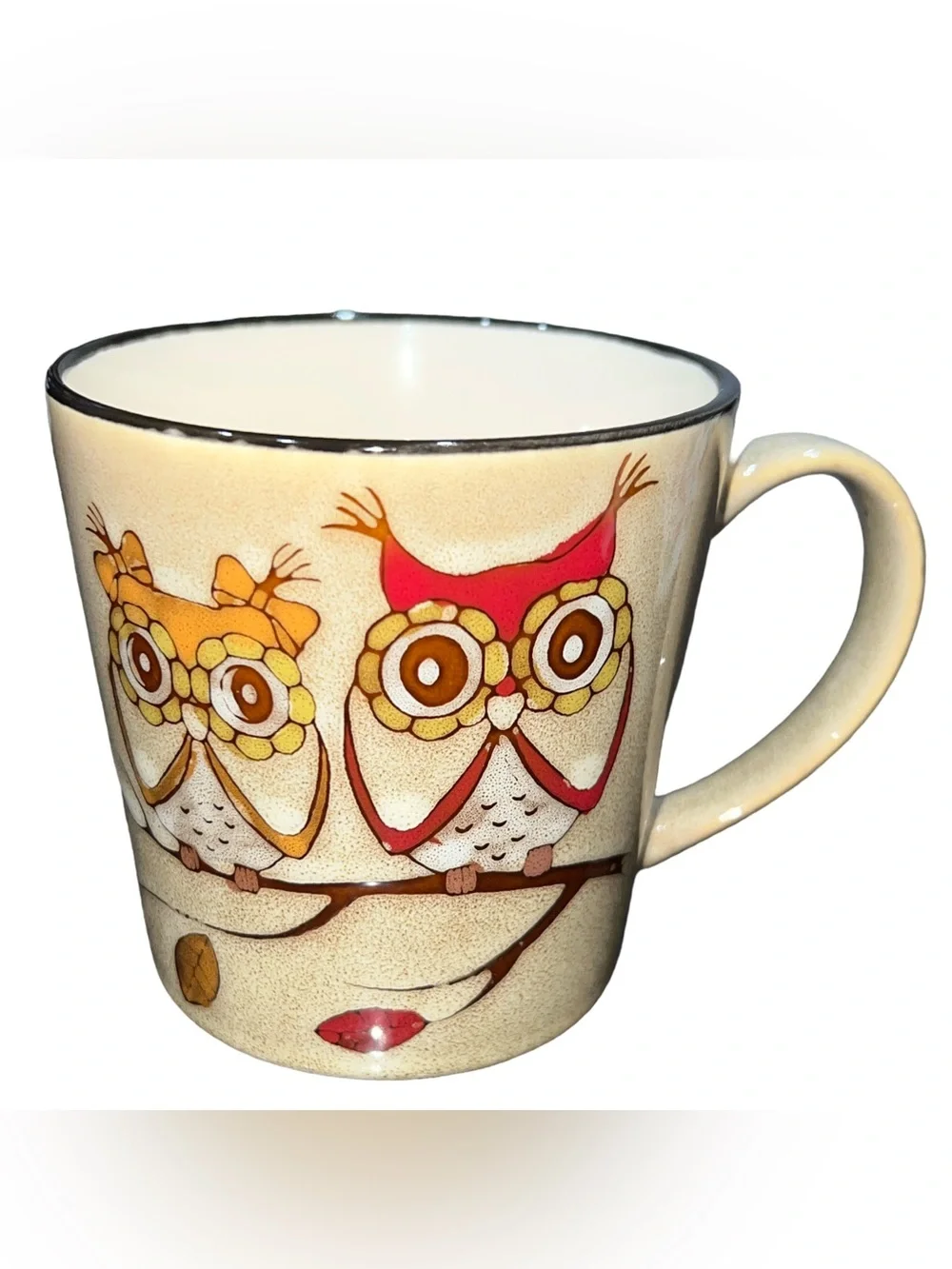Great Gatherings Coffee Mug Two Owls On A Limb Multicolored 16oz Large